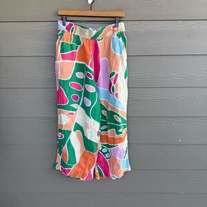 Christian Siriano Colorful Abstract Wide Leg Pants